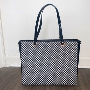 White House Black Market Black and White Gingham Tote bag